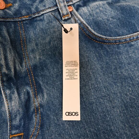 asos Design Women's 12 Wide Leg Distressed Dad Jean NEW - Picture 10 of 11